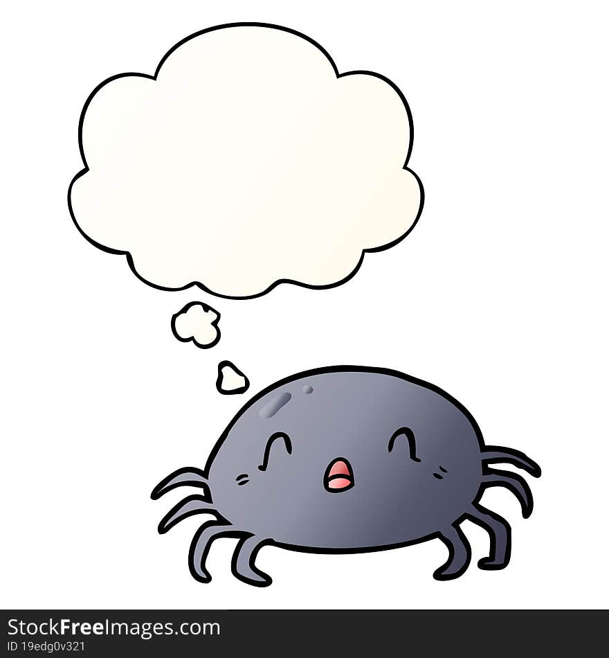 Cartoon Spider And Thought Bubble In Smooth Gradient Style