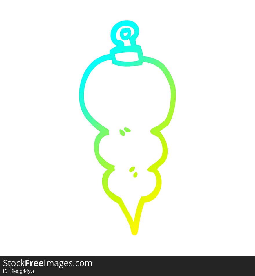 cold gradient line drawing of a cartoon xmas decoration