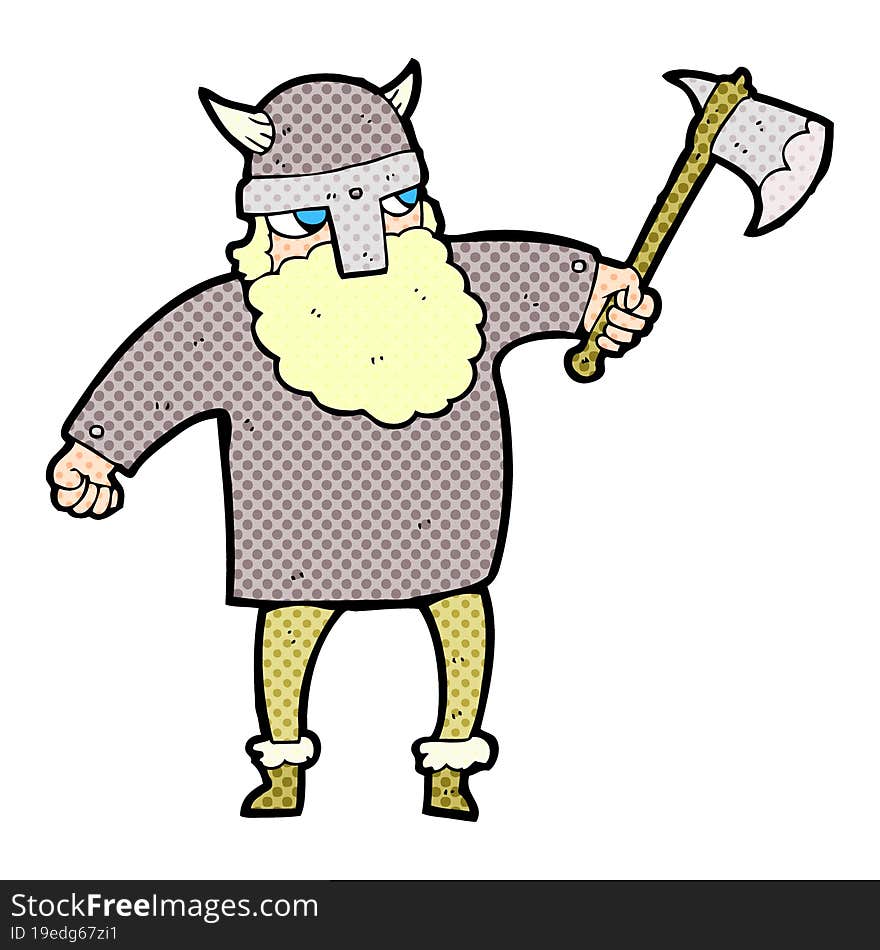 freehand drawn cartoon viking warrior