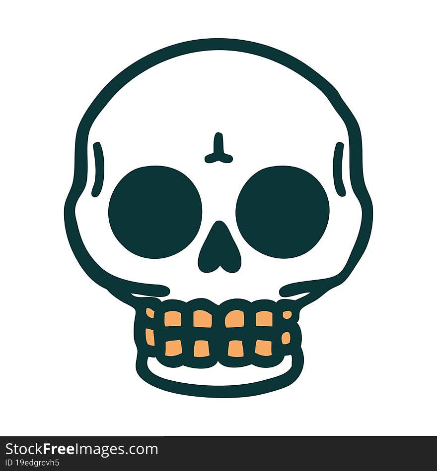 iconic tattoo style image of a skull. iconic tattoo style image of a skull