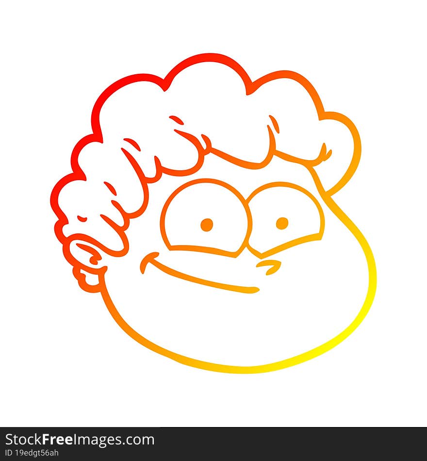 Warm Gradient Line Drawing Cartoon Male Face