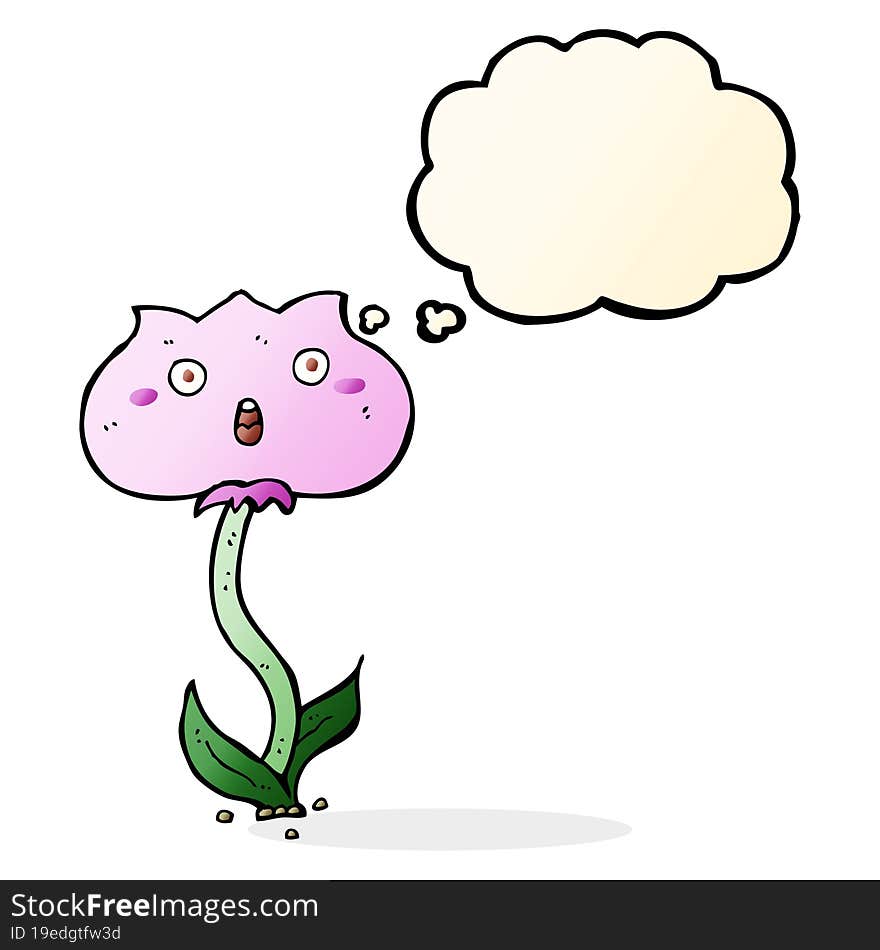 Cartoon Shocked Flower With Thought Bubble