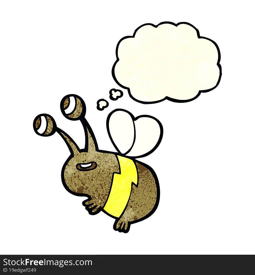 Cartoon Happy Bee With Thought Bubble