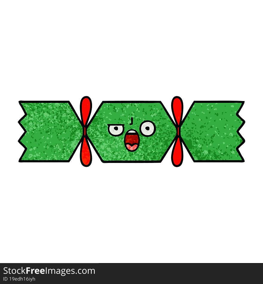 retro grunge texture cartoon christmas cracker