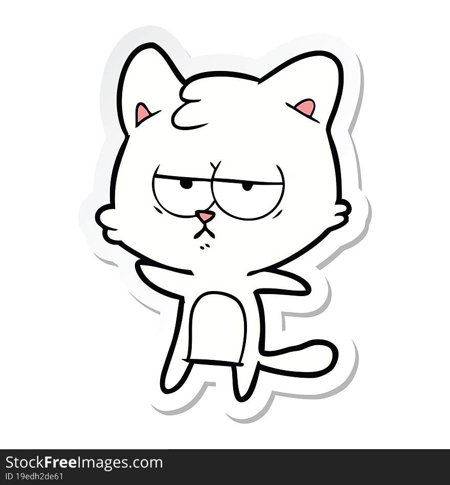 sticker of a bored cartoon cat