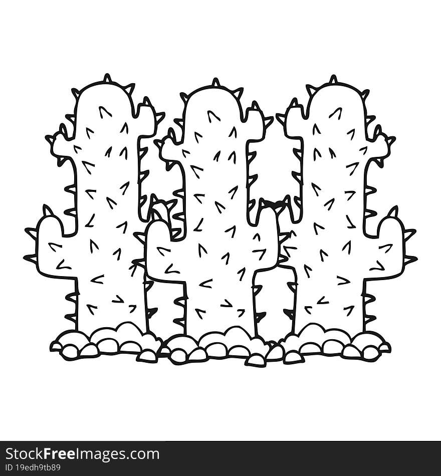 black and white cartoon cactus