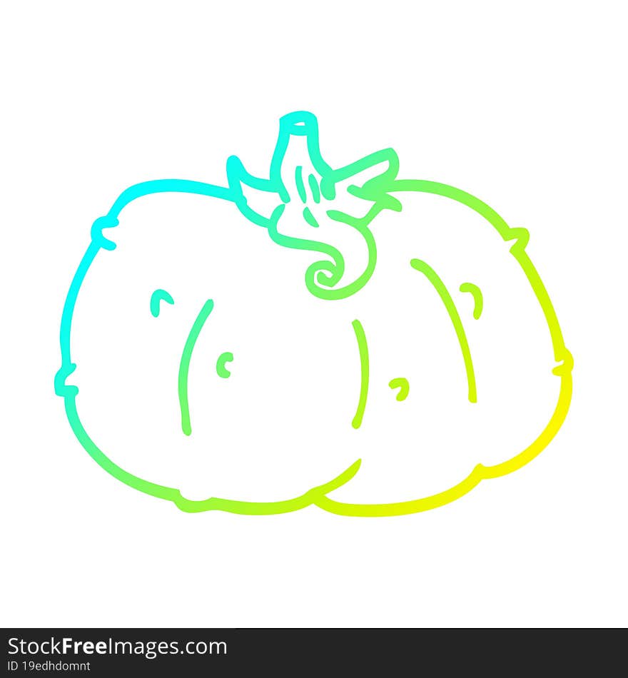 Cold Gradient Line Drawing Cartoon Pumpkin