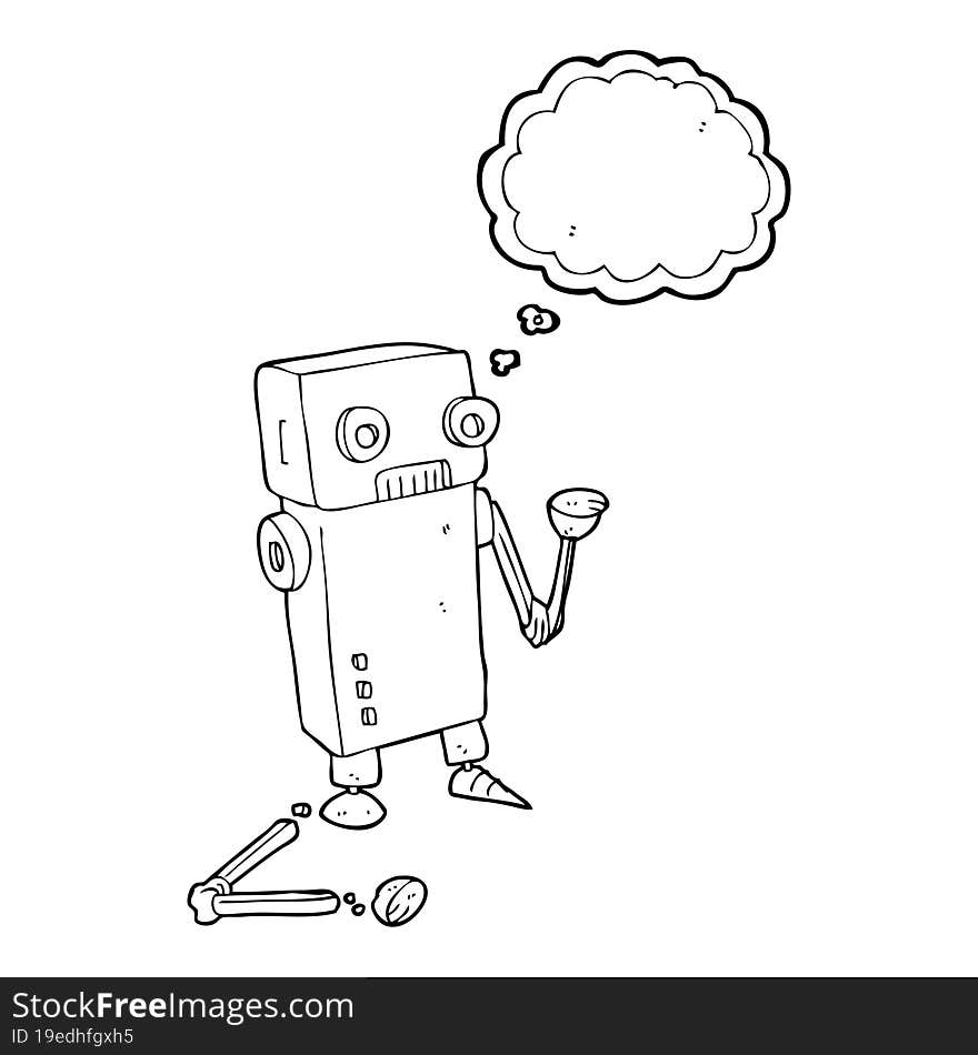 thought bubble cartoon broken robot