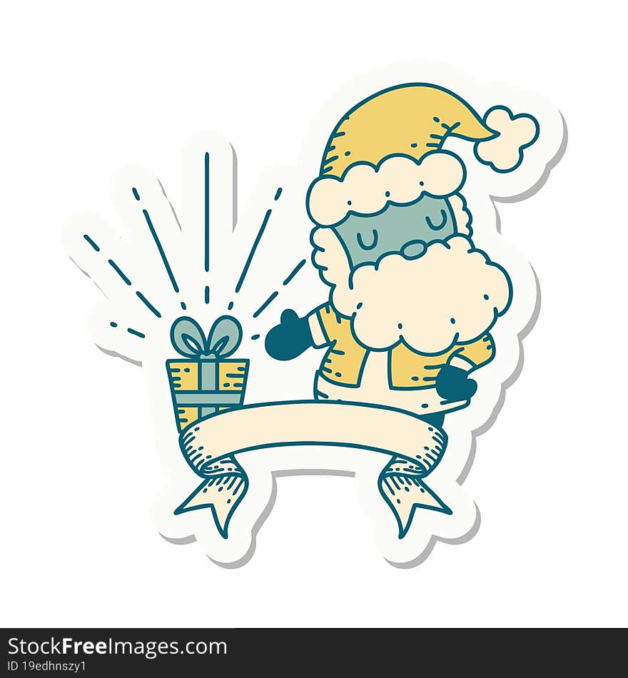 sticker of a tattoo style santa claus christmas character