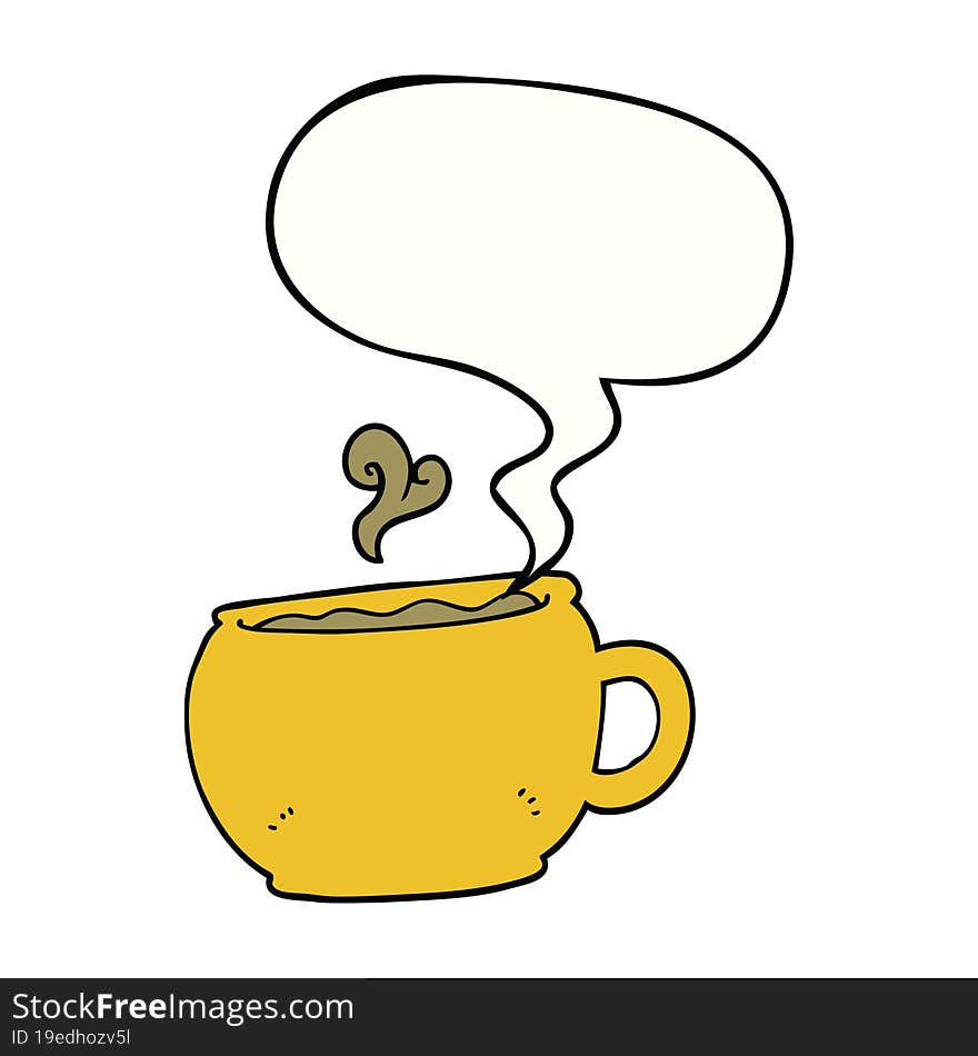 cartoon coffee cup with speech bubble. cartoon coffee cup with speech bubble