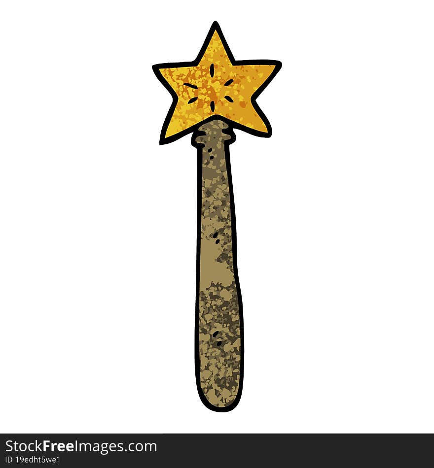 grunge textured illustration cartoon magician wand