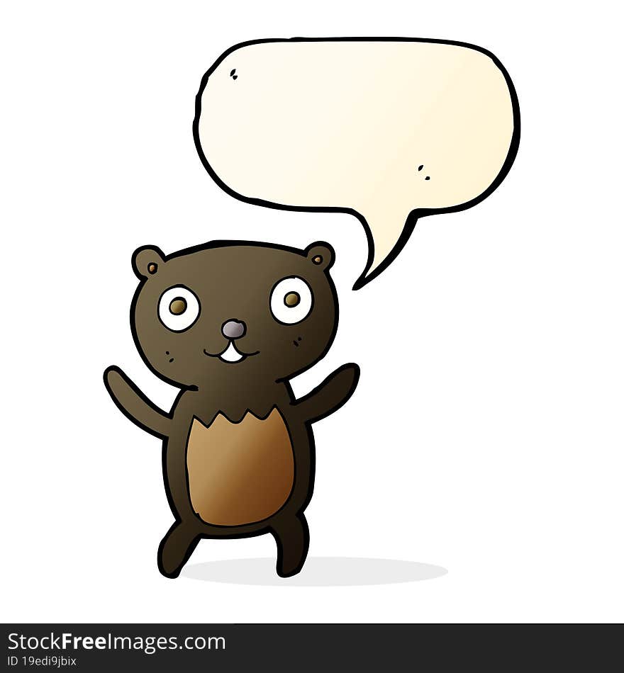 cartoon black bear cub with speech bubble