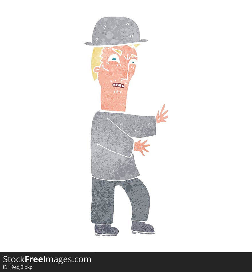 cartoon man wearing bowler hat