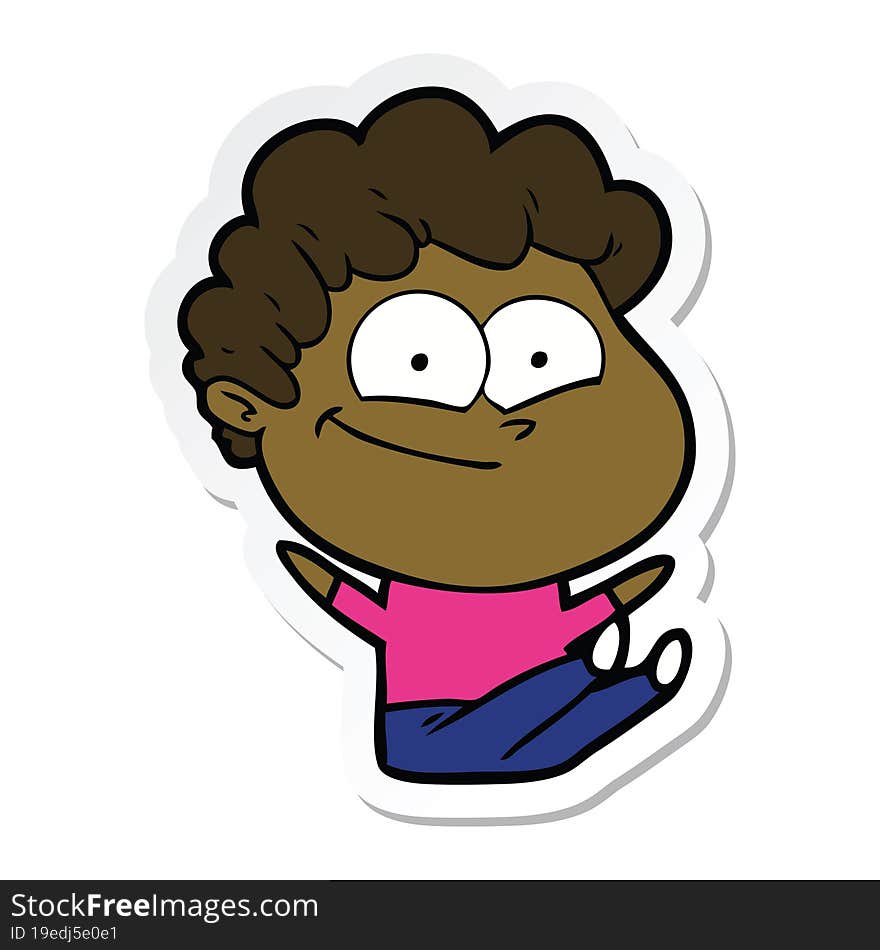 sticker of a cartoon happy man