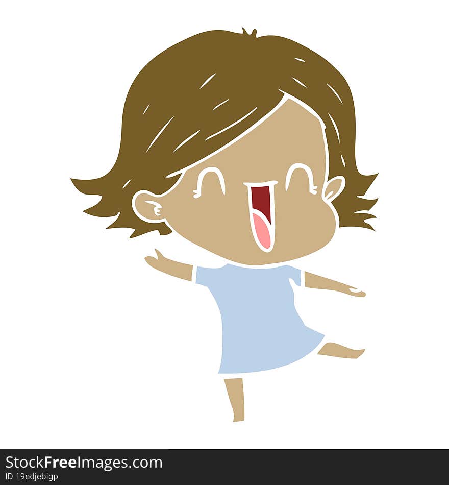 Flat Color Style Cartoon Laughing Woman