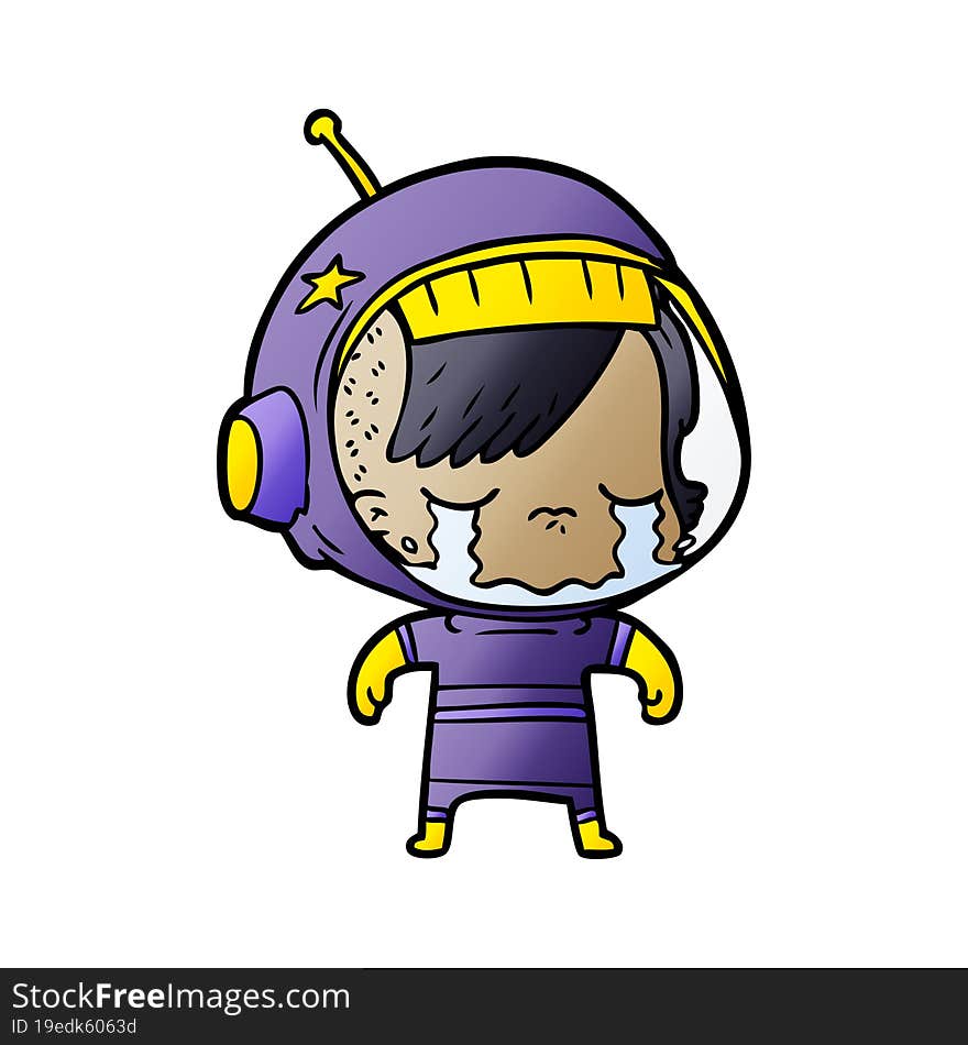 cartoon crying astronaut girl. cartoon crying astronaut girl