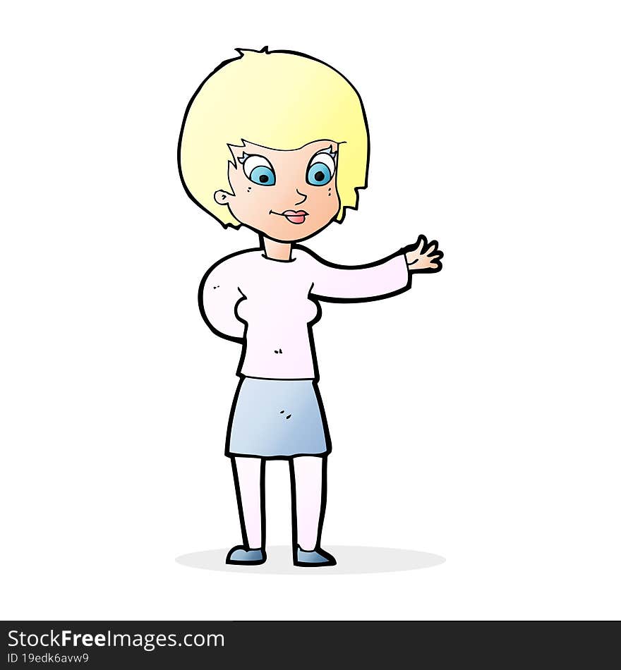 cartoon welcoming woman