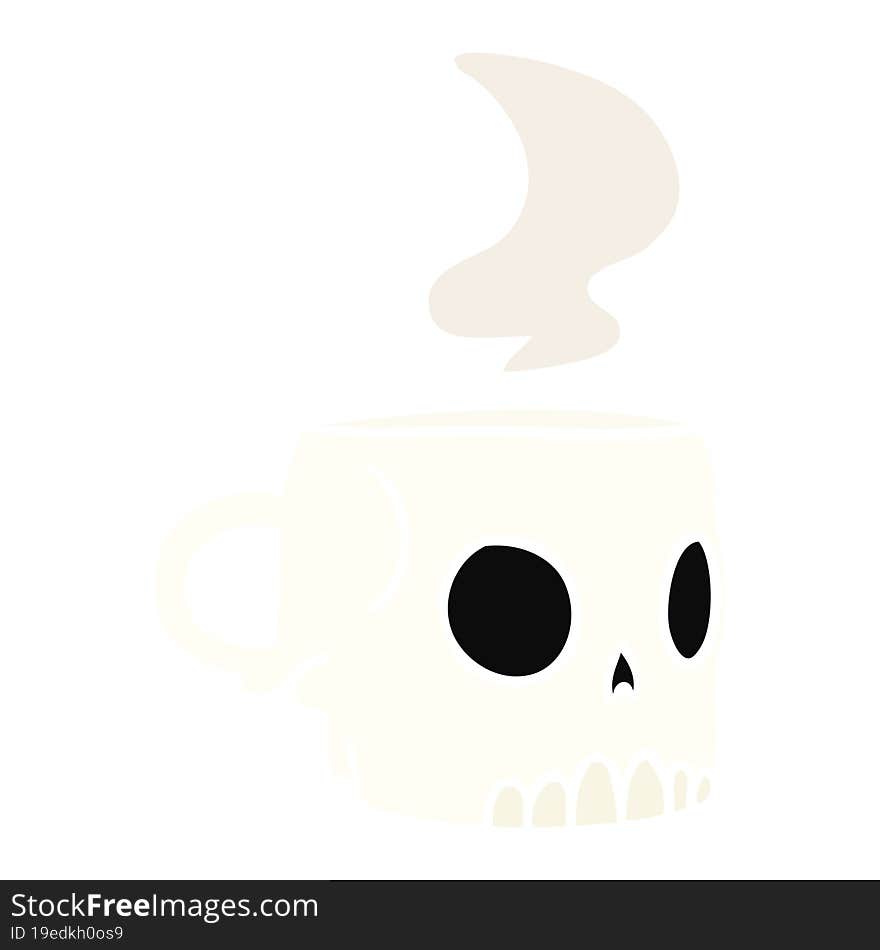 cartoon doodle of a skull mug