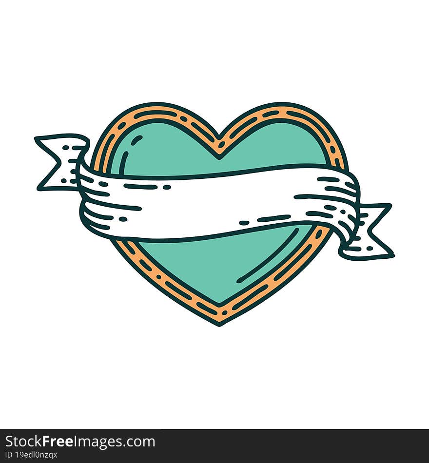 Tattoo Style Icon Of A Heart And Banner