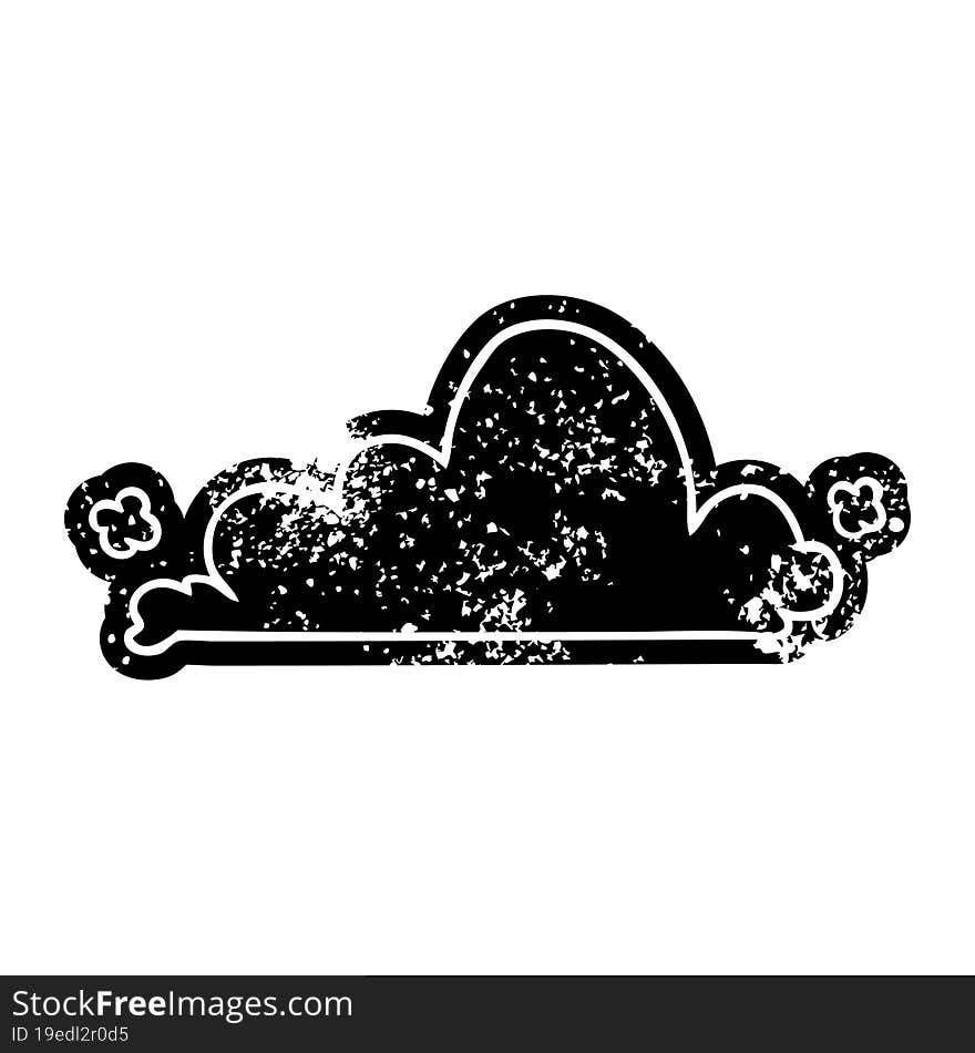 grunge icon drawing of a white cloud