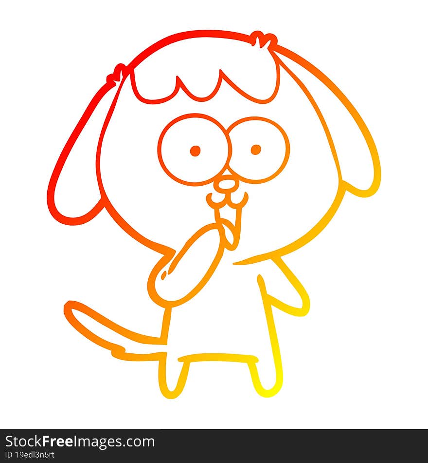 warm gradient line drawing of a cute cartoon dog