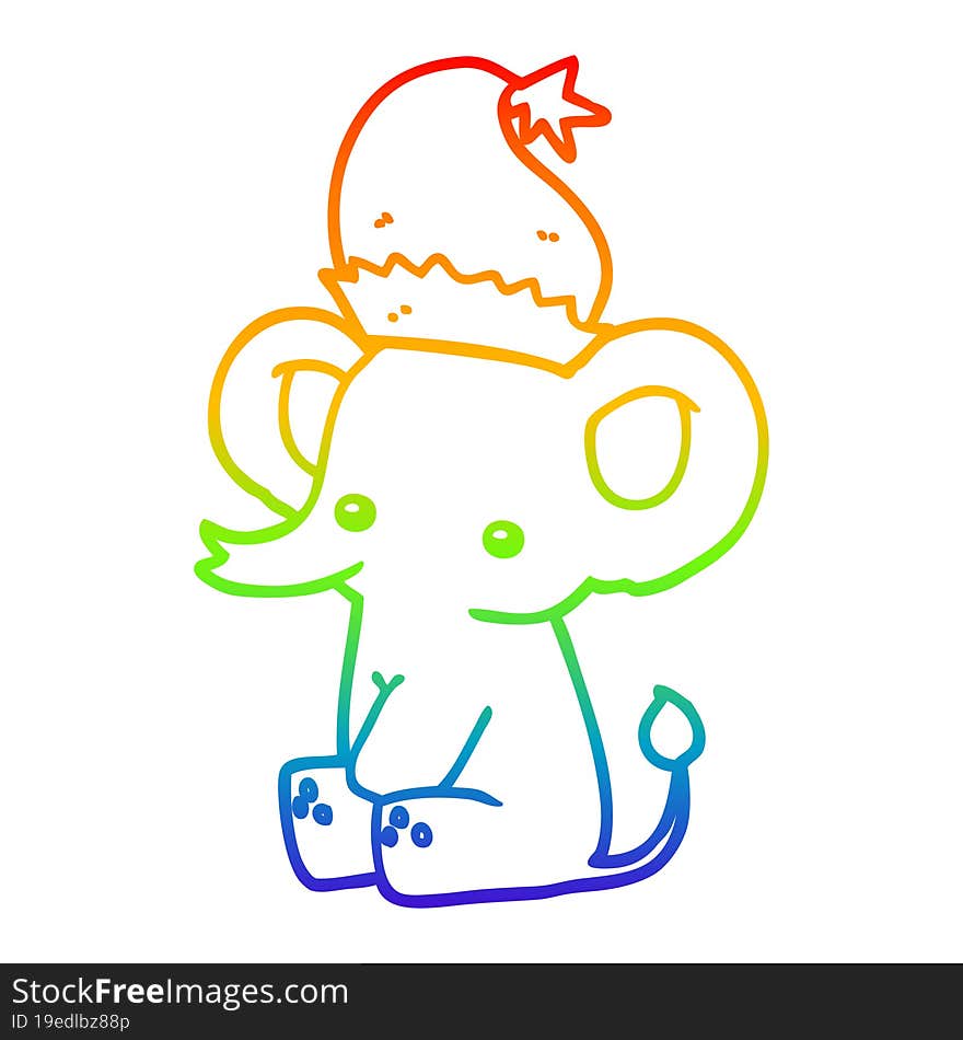 rainbow gradient line drawing cute christmas elephant