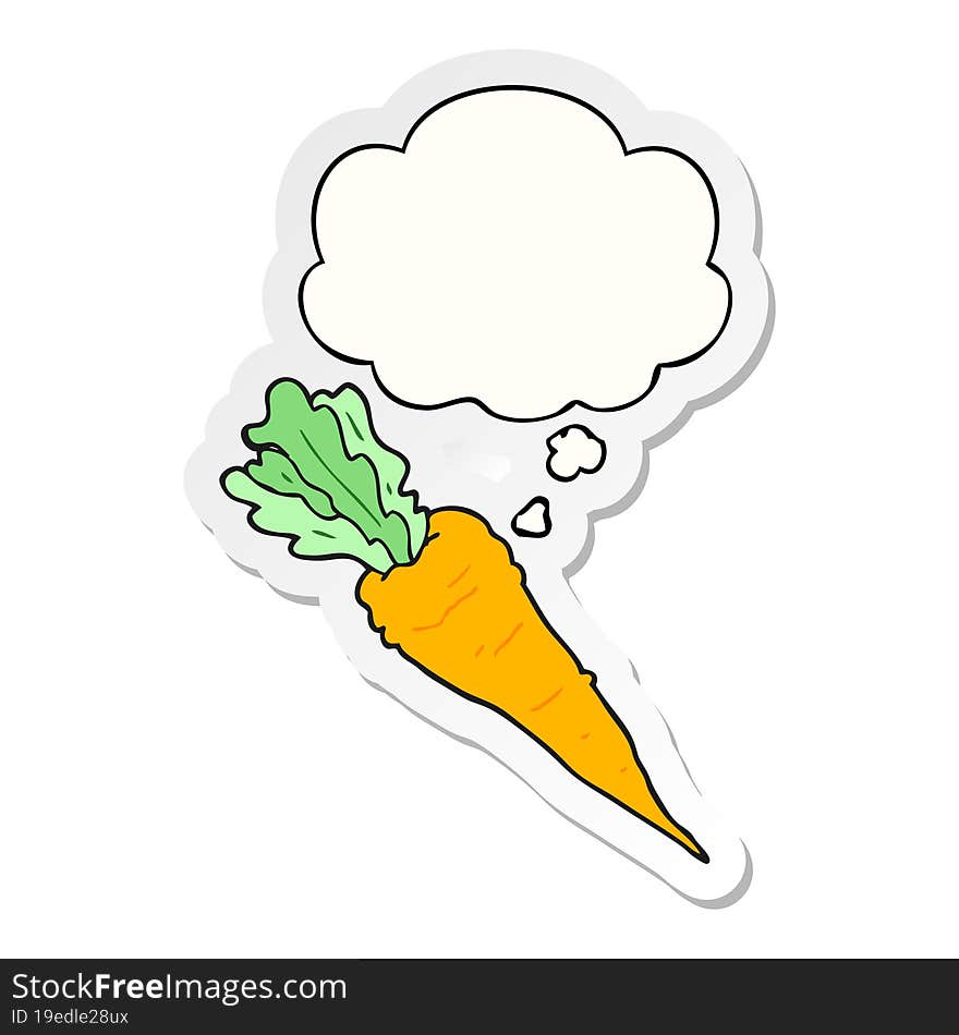 cartoon carrot and thought bubble as a printed sticker