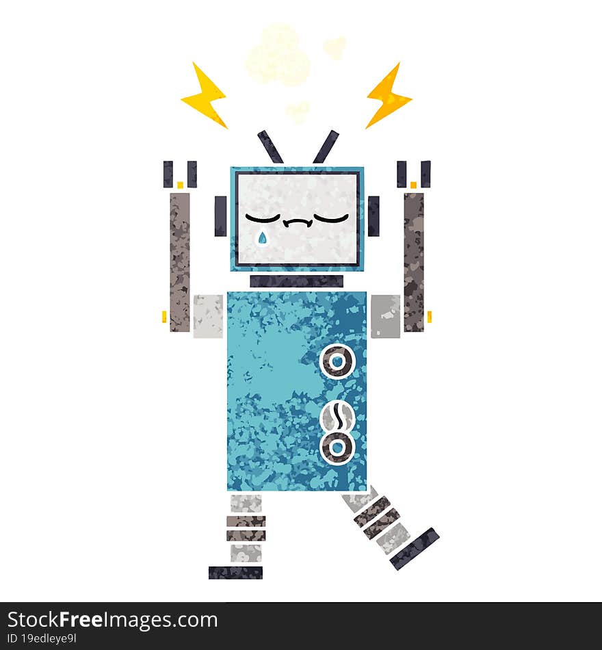 Retro Illustration Style Cartoon Robot