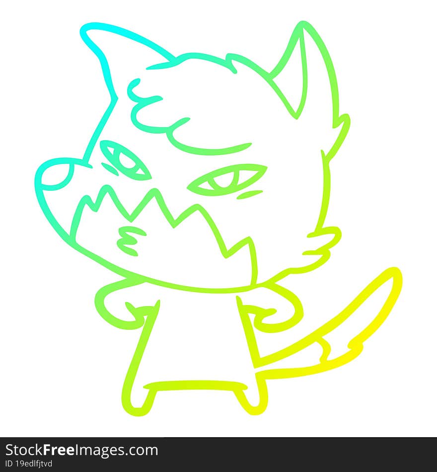 cold gradient line drawing clever cartoon fox