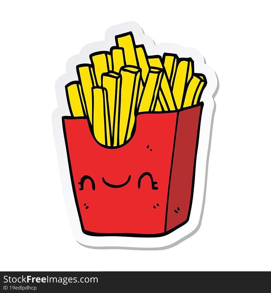 sticker of a cartoon fries in box