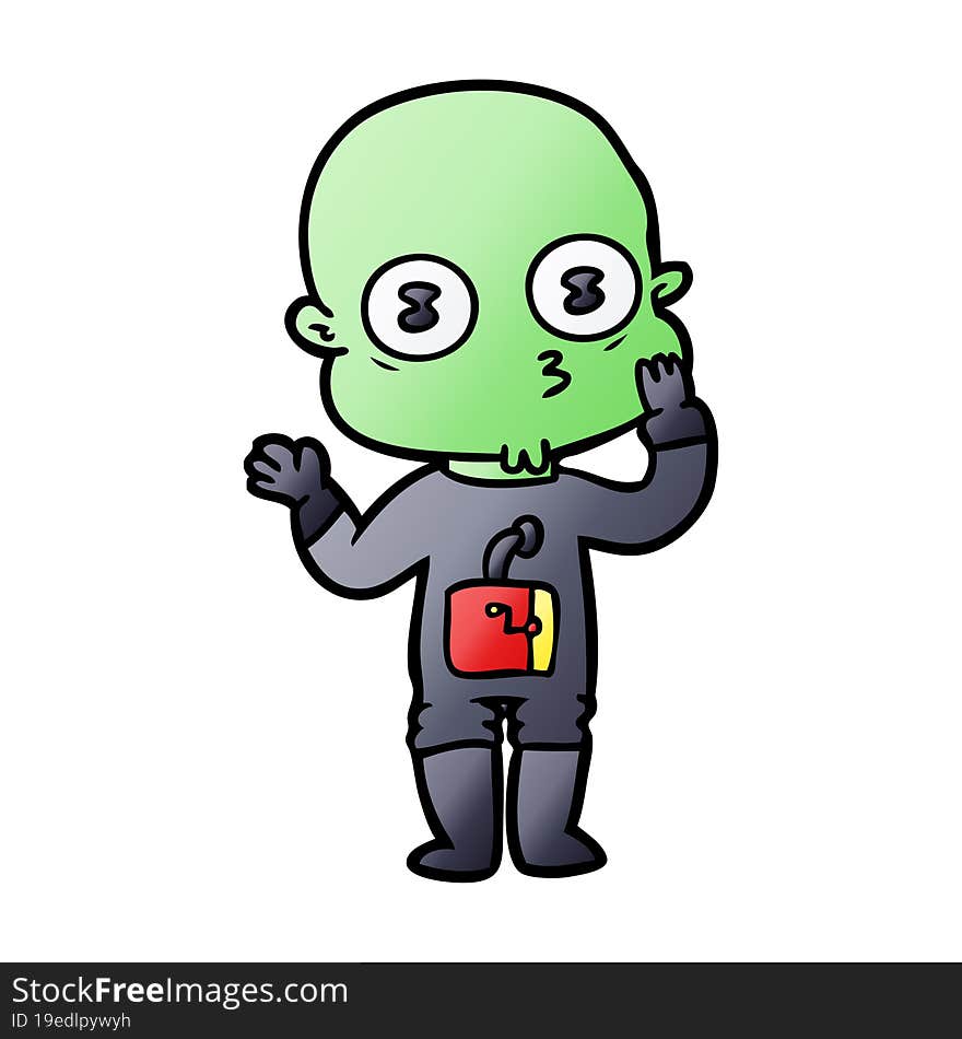 cartoon weird bald spaceman. cartoon weird bald spaceman