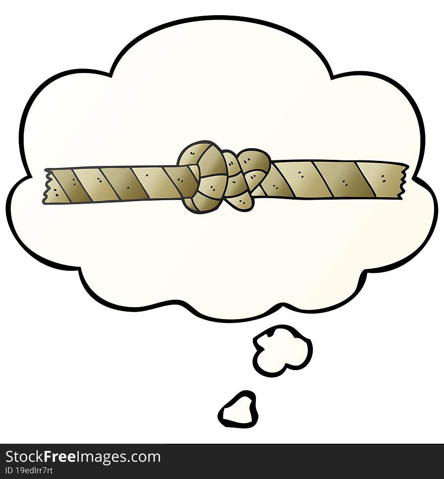 cartoon knotted rope and thought bubble in smooth gradient style