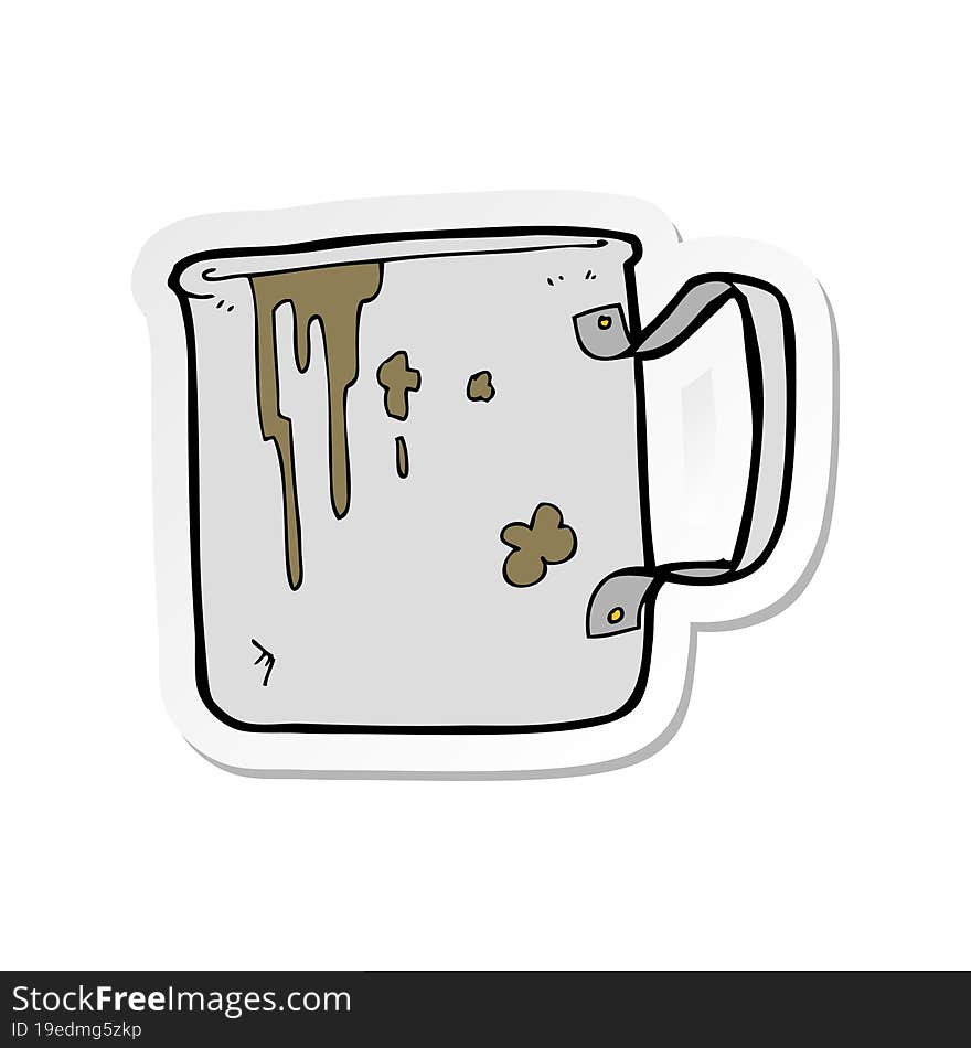 sticker of a cartoon old tin cup