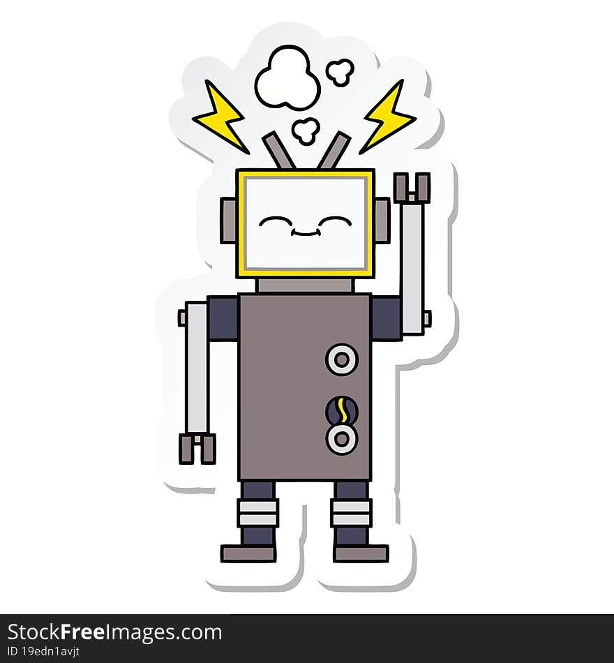 Sticker Of A Cute Cartoon Robot