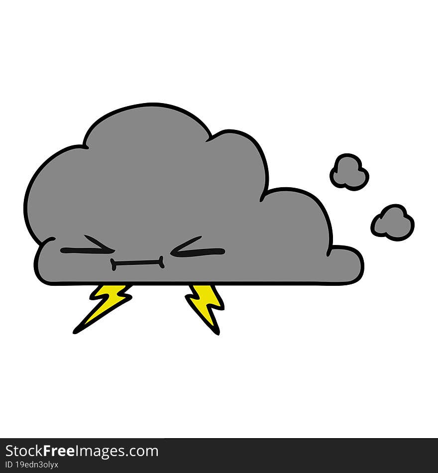 Cartoon Of A Grumpy Lightening Cloud