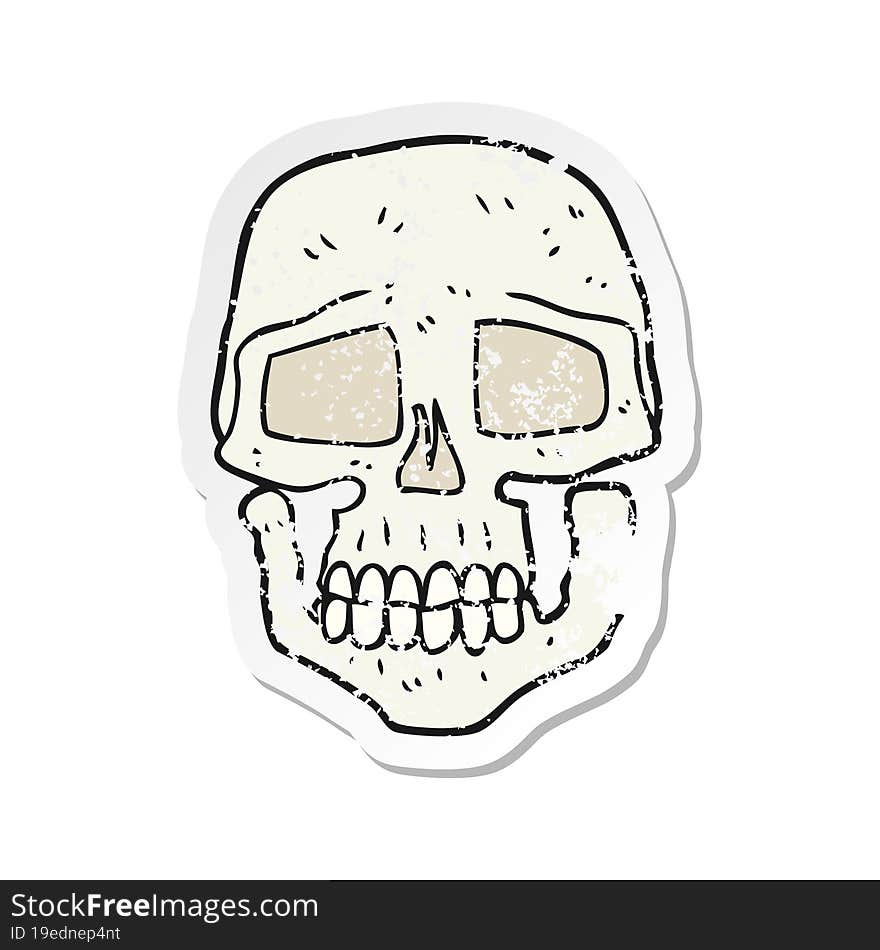 Retro Distressed Sticker Of A Cartoon Skull