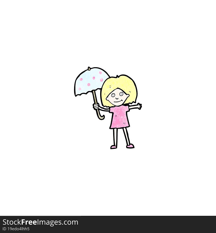 cartoon woman with umbrella