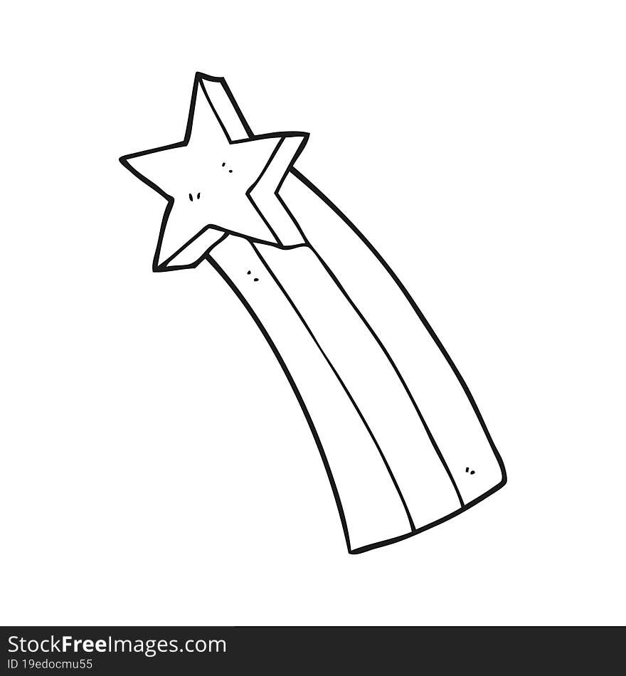 black and white cartoon shooting star