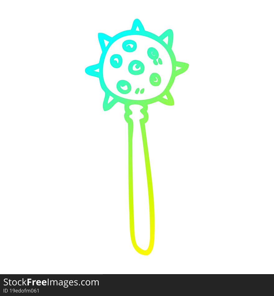 cold gradient line drawing of a cartoon medieval mace