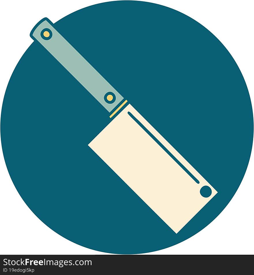 tattoo style icon of a meat cleaver