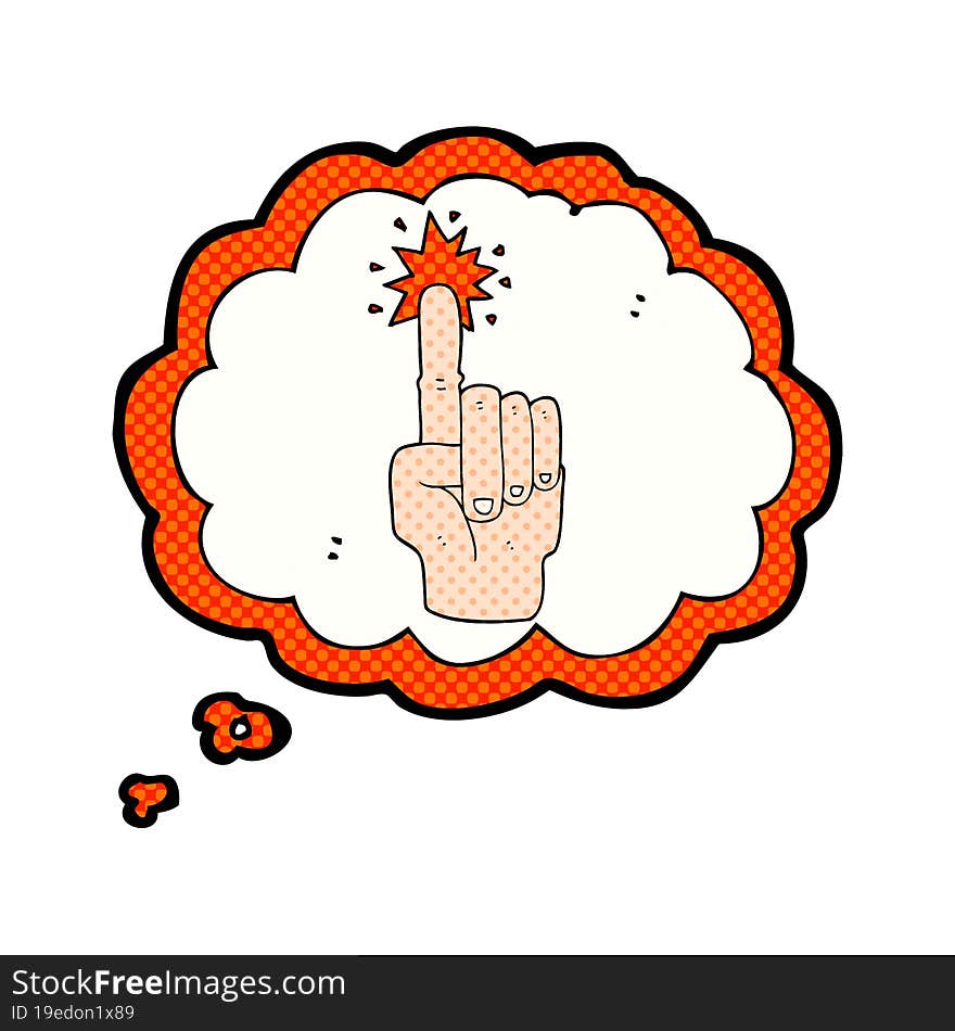 thought bubble cartoon pointing hand