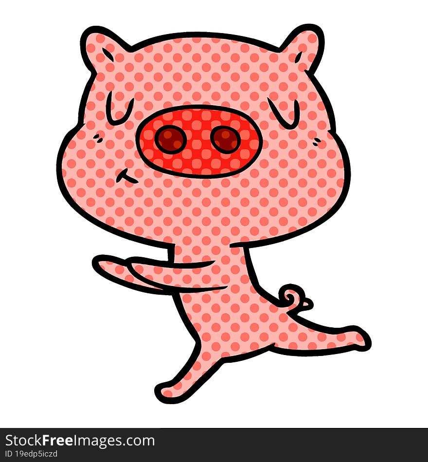 cartoon content pig running. cartoon content pig running