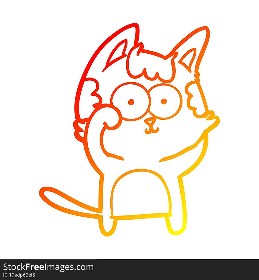 warm gradient line drawing happy cartoon cat