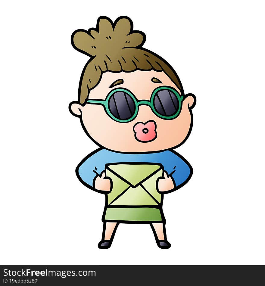 cartoon woman wearing sunglasses. cartoon woman wearing sunglasses