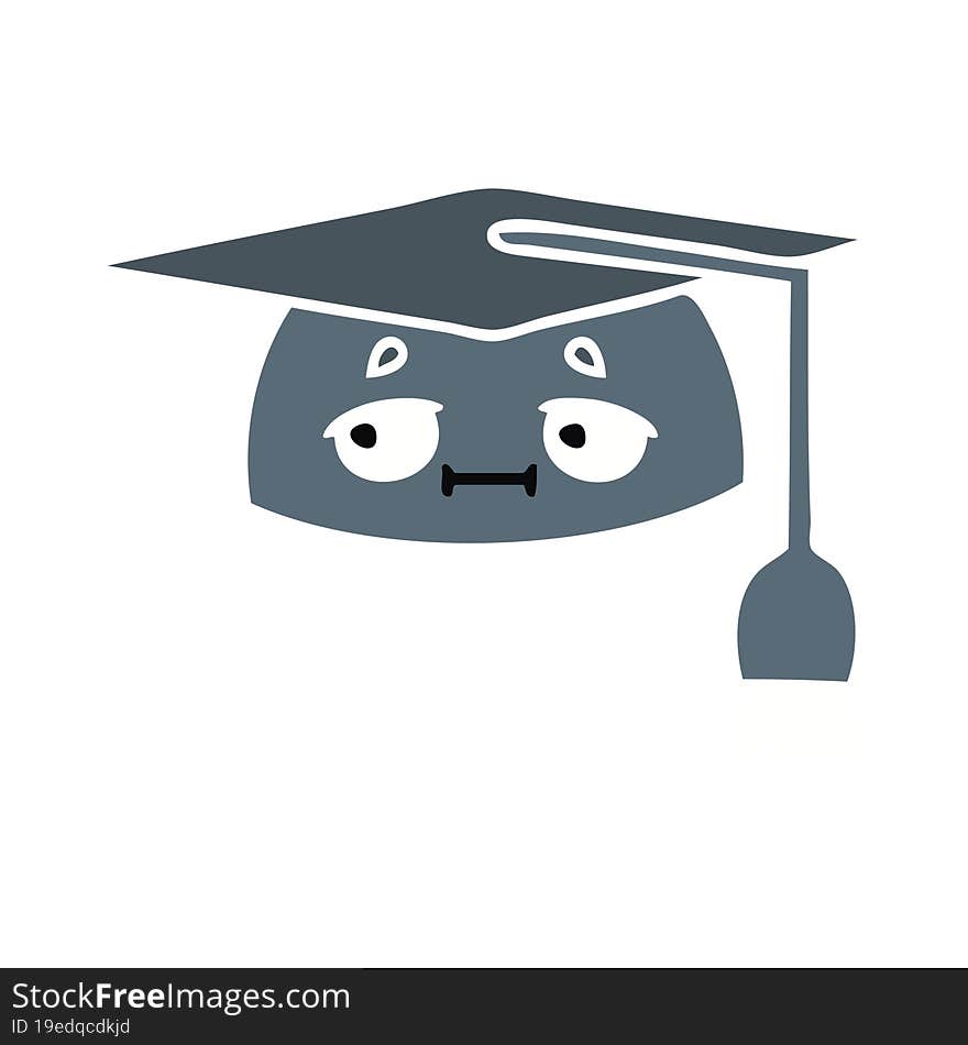 Flat Color Retro Cartoon Graduation Hat