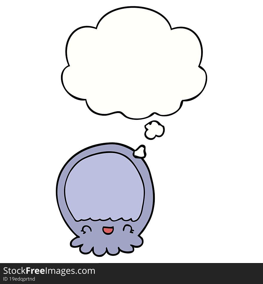 cartoon jellyfish with thought bubble. cartoon jellyfish with thought bubble