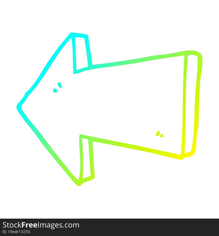 Cold Gradient Line Drawing Cartoon Pointing Arrow