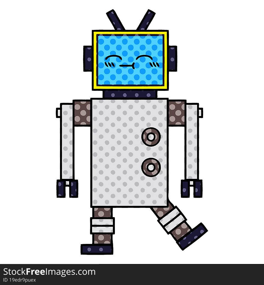 Comic Book Style Cartoon Robot