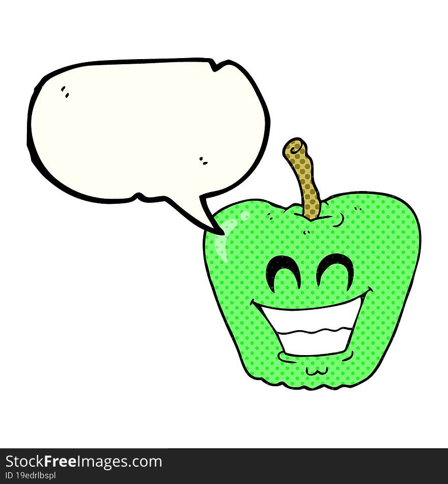 comic book speech bubble cartoon grinning apple