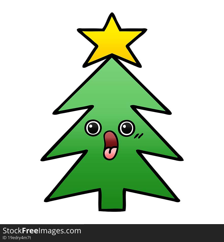 gradient shaded cartoon of a christmas tree